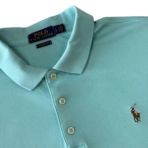 Polo Ralph Lauren Classic Fit Mens Aqua Polo Shirt Short Sleeve Size XL
